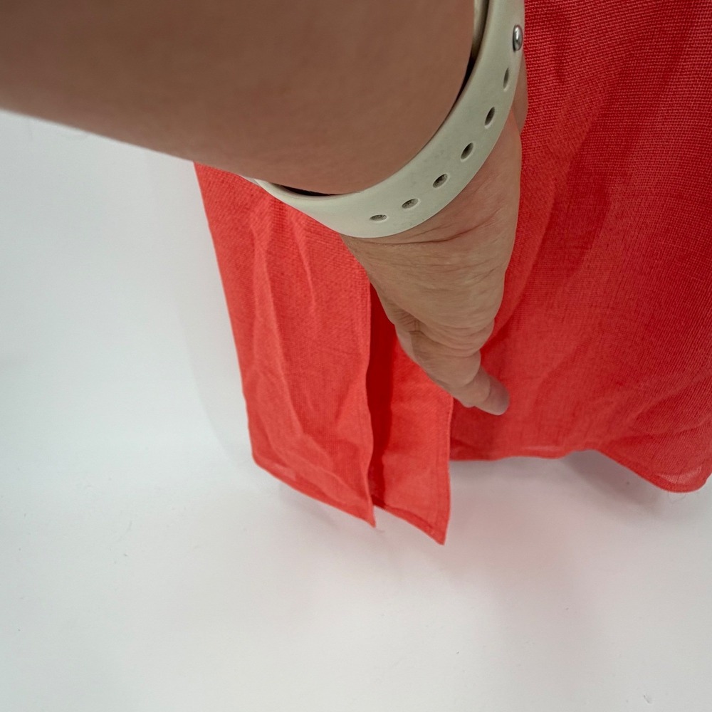 Plaza South Maxi Shift Dress size 12 Sleeveless Textured Slits Coral coastal - Picture 2 of 7
